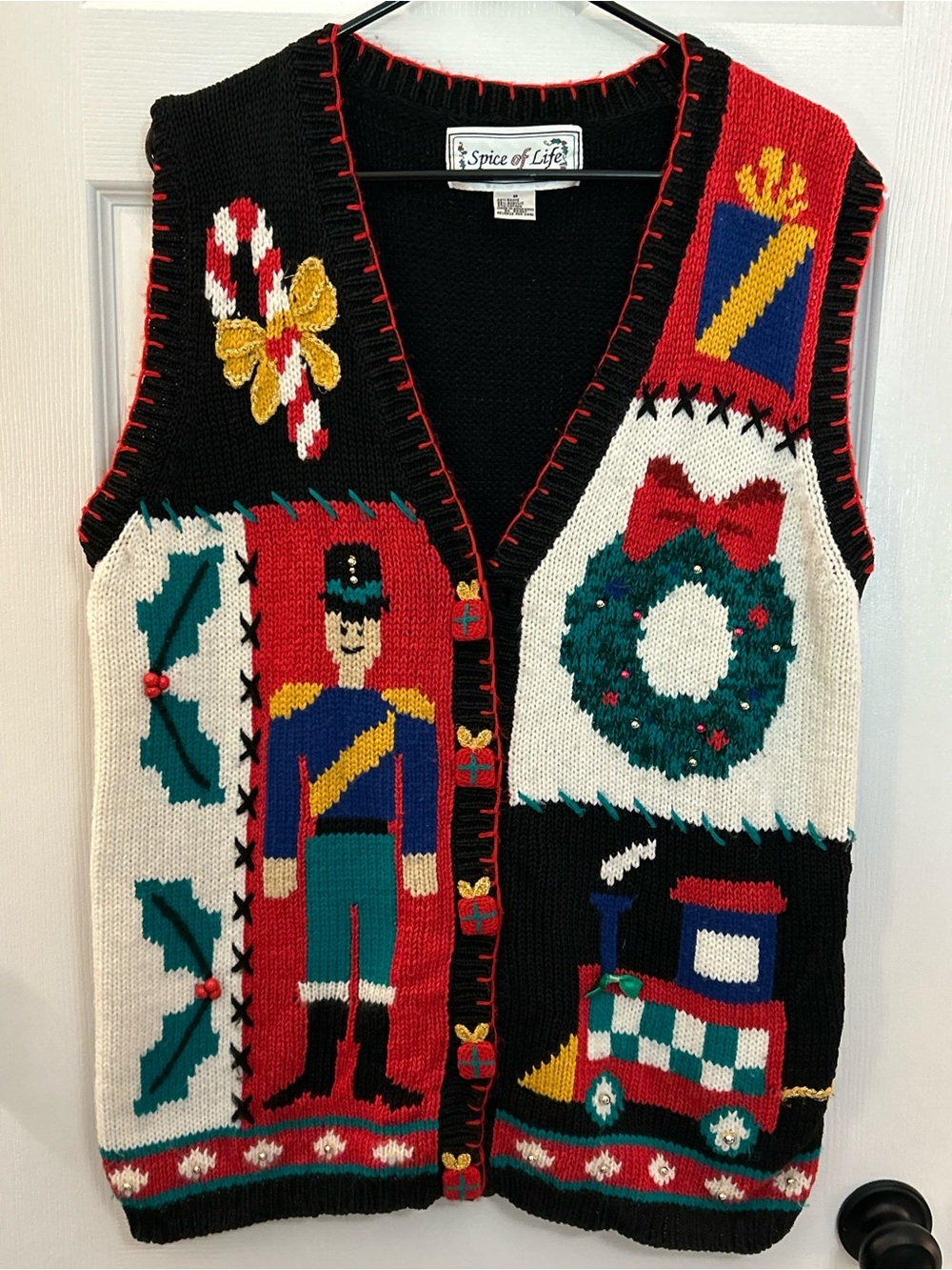 Vintage Spice of Life Christmas Knit Sweater Vest - Size Medium